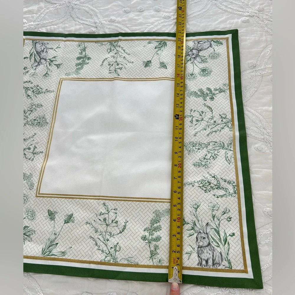 Williams Sonoma Garden Lattice Napkins X3 Green With Bunnies, Easter,replacement